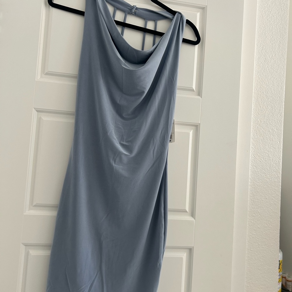 Chic Draped Blue Dress